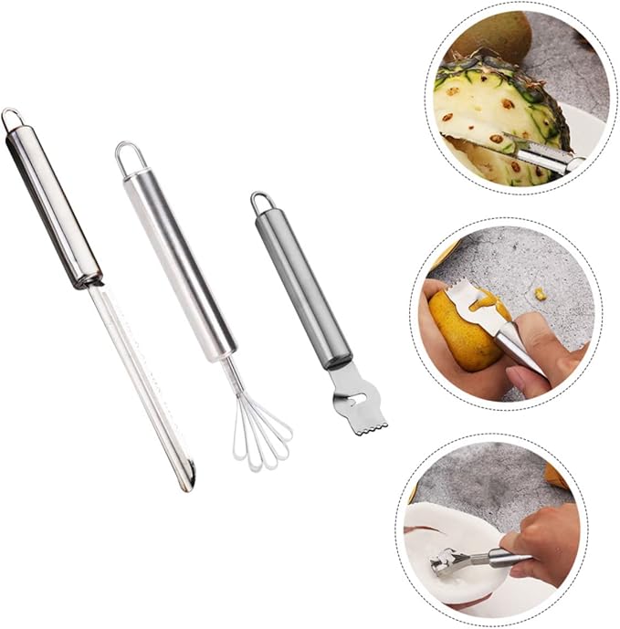 3pcs Lemon Zester Grater Multifunctional Fruit Peeler Steel Kitchen Tool for Cocktails