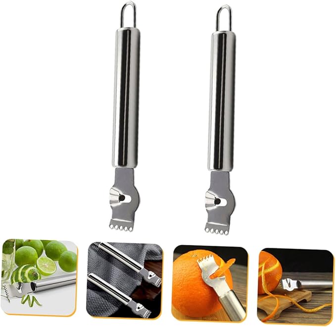2pcs Lemon Zester Grater Citrus Zester Cheese Peeler Stainless Steel Kitchen Tool Easy to Clean for Zest Camping