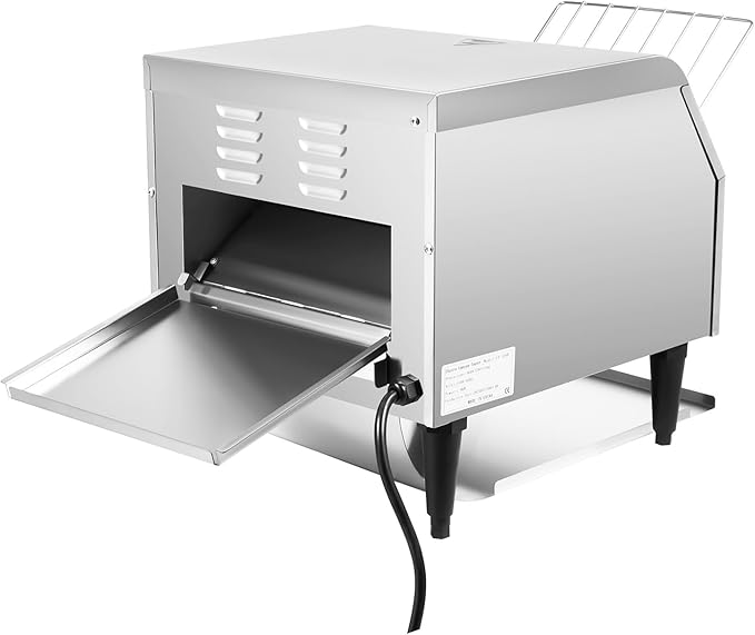 Commercial Conveyor Toaster, 2200W 300 Slices/H Toaster Conveyors Heavy Duty Industrial Conveyor Toasters Stainless Steel Electric Oven w/Dual Heating Tube 7-speed Adjustments (16.42*14.37*15.27In)