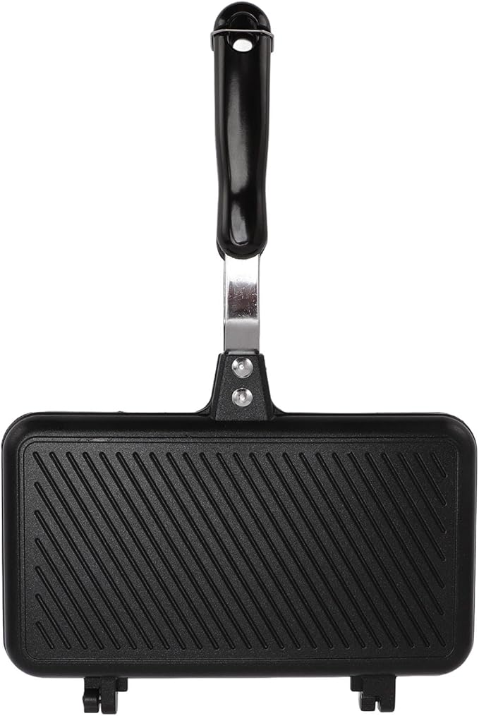 Nonstick Stovetop Waffle Pan, Portable Aluminum Waffle Maker for Family Breakfast, Camping Waffle Maker Pan with Long Handle, DIY Crispy Waffles for Home and Outdoor Use (Style 2)