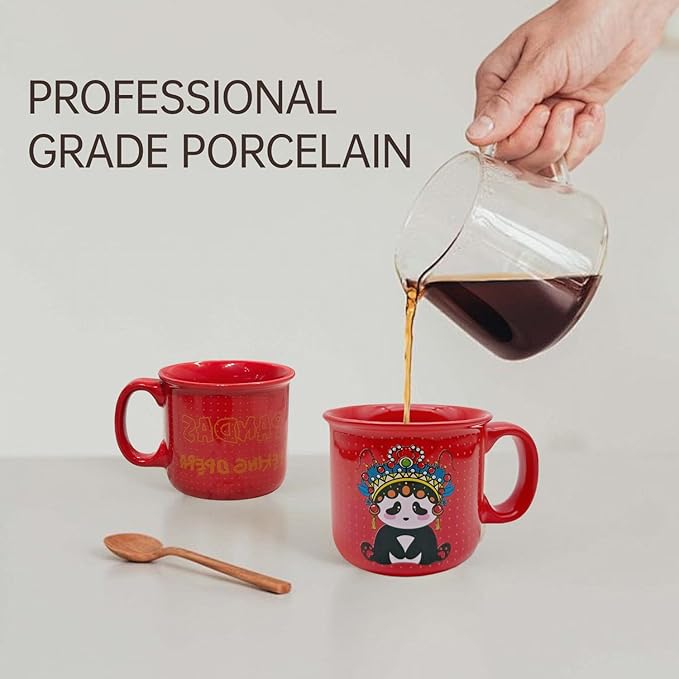Ceramic Coffee Mugs Set of 4,14OZ Coffee Cups with Handle,Latte Mug,Great for Tea Hot Chocolate,Large Cute Mugs for Men,Women,Kids,Microwave&Dishwasher Safe for Kitchen or Office(RED)