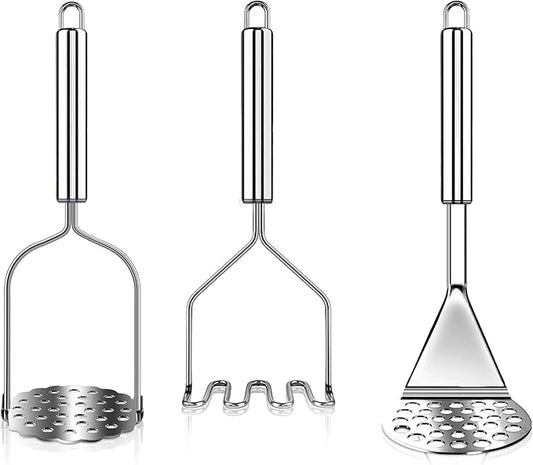 3 PCS Potato Masher Stainless Steel,Bean Smasher,Food Fruit Egg Masher Metal,Masher Kitchen Tool