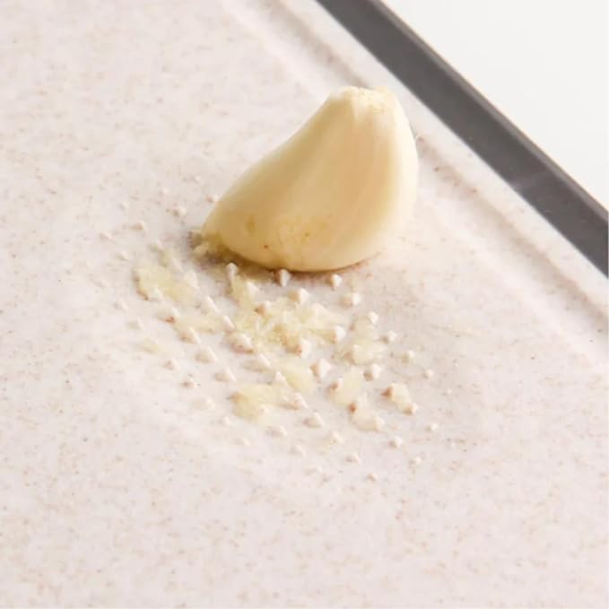 Stainless Steel Cutting Board For Kitchen, Double Sided Wheat Straw Cutting Board for Meat Veggies Fruits, Scratch Resistant and Knife Friendly Chopping Board with Garlic Shredder, 16”×11