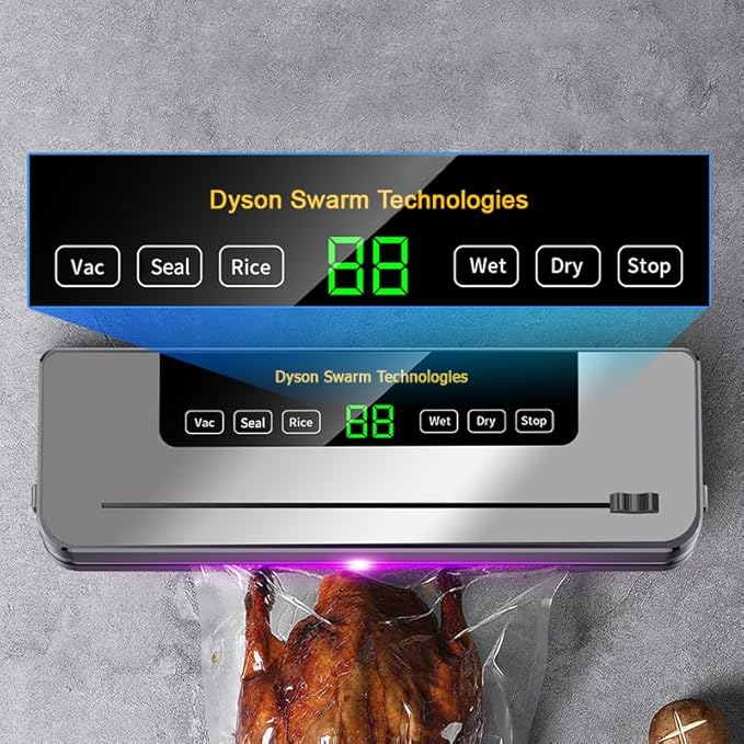 Vacuum Sealer Machine for Food with Built-In Cutter: 8-in-1 Food Sealer Vacuum Sealing for Liquid/Dry/Moist Saver,Manual/External Super Strong Suction,Countdown Display,Stainless Steel,Starter Kit