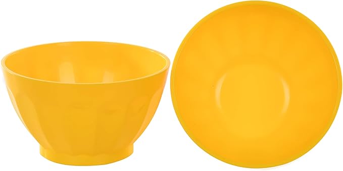 Mintra Unbreakable Plastic Bowl, YELLOW 4pk - Medium, 750ml, 25oz, 5.5inW x 3inH - (Part Of A Set) - Salad, Snacks, Breakfast Cereal, Fruit, Popcorn, Soup, Colorful, Shatterproof, BPA Free