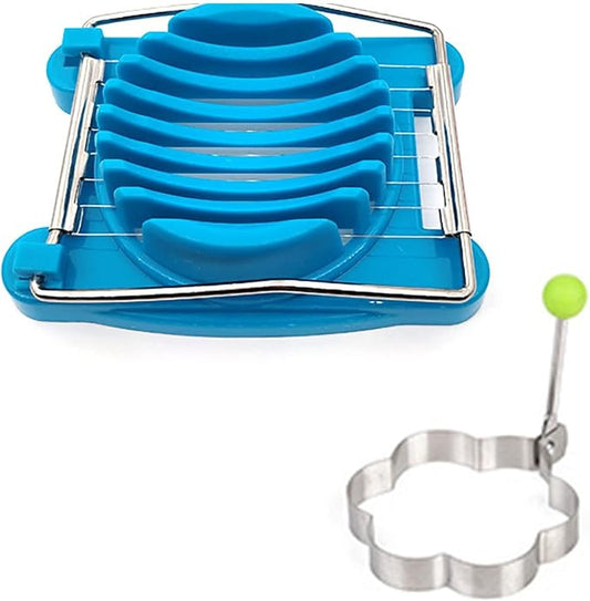 Egg Slicer, Egg Splitter, Fancy Egg Cutter Tool, Kitchen Egg Slicer for Hard Boiled Eggs Tool (Color : Blue)