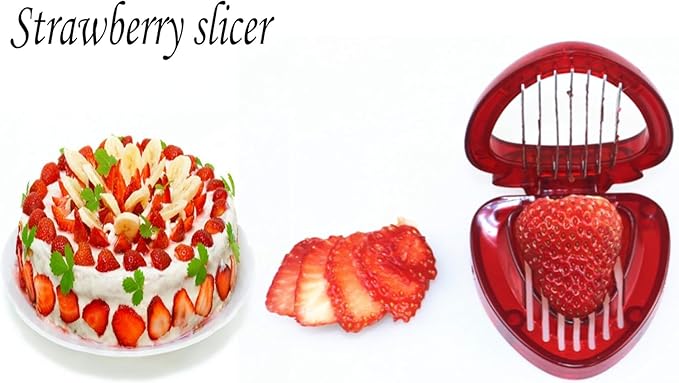 Red Strawberry Slicer,Cup Slicers | Egg Slicers | banana slicers | Strawberry Cutter | Quickly Making Fruit Vegetable,Stainless Steel Blade Kitchen Tools and Gadgets Fruit and Vegetable Tools