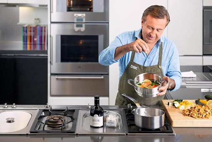 Daniel Boulud Kitchen 3QT Essential Pan – French Inspired Stainless Steel Sautee & Sauce Pan with Heat Resistant Handle, 5-Ply Clad, Induction & Oven Safe, Professional Cookware