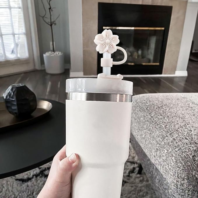 White Straw Cover for Stanley Cup, 10mm (0.4inch) Silicone Straw Covers for 40Oz&30Oz Stanley Cup