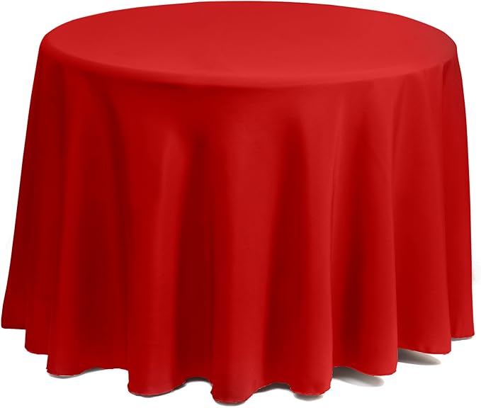 Gee Di Moda Round Tablecloth - 70 Inch Red Round Table Cloth for 24 to 48 Inch Round Tables - Heavy Duty Washable Fabric - for Buffet Table, Holiday Party, Dinner, Wedding & Baby Shower