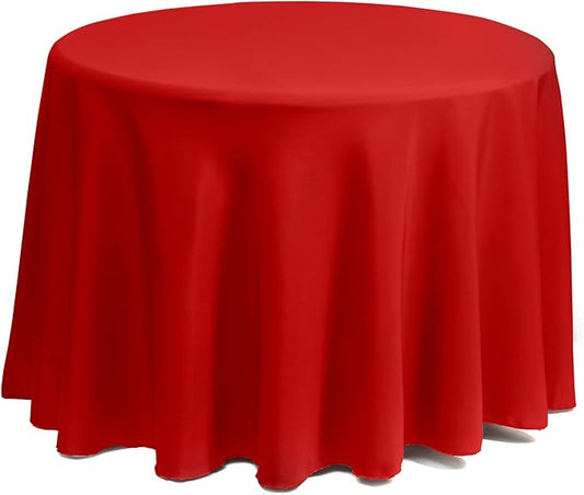 Gee Di Moda Round Tablecloth - 70 Inch Red Round Table Cloth for 24 to 48 Inch Round Tables - Heavy Duty Washable Fabric - for Buffet Table, Holiday Party, Dinner, Wedding & Baby Shower