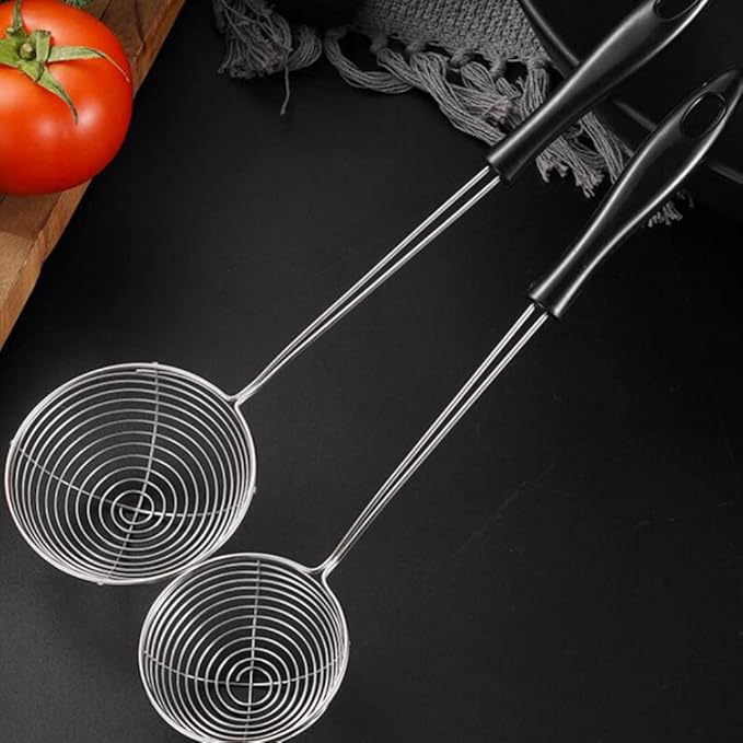Hemoton 4 Pieces Stainless Steel Spider Strainer Spoon, 2.5 Inch Mini Wire Skimmer Colander with Handle for Hot Pot, Tortellini and Meatball