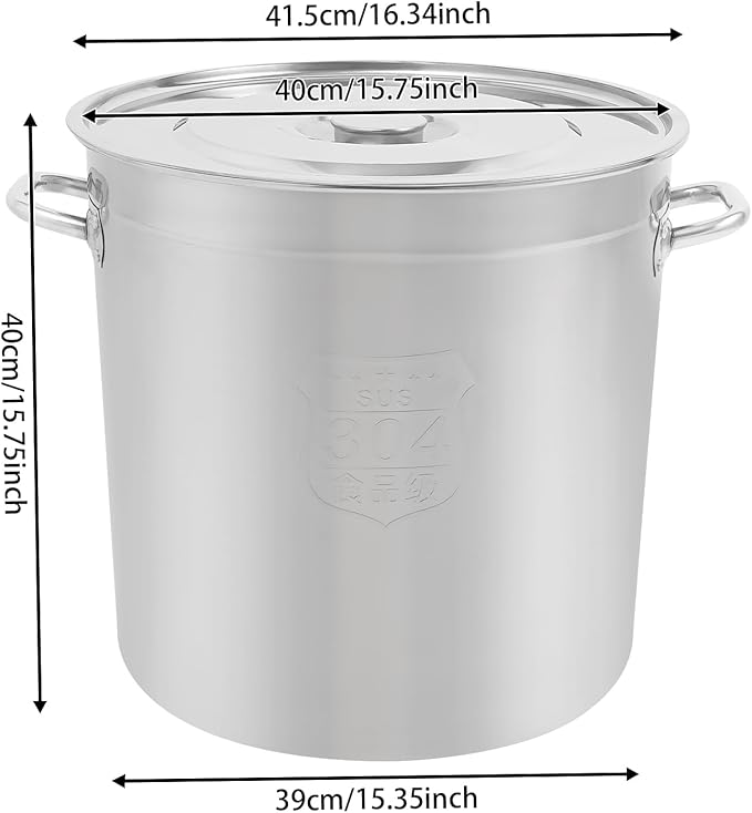 Stainless Steel Stock Pot w/Lid, Commercial Soup Cookware for Home/Restaurant/Hotels, for Stew/Simmering/Soup, Universal Stove Compatible (48L/50.7Qt.)