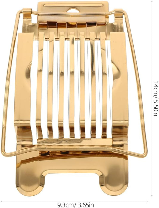 Multipurpose Stainless Steel Egg Slicer with Wire Cutter for Hard Boiled Eggs, Handheld Kitchen Tool for Home Use, Fruit and Vegetable Separator, Gold Color