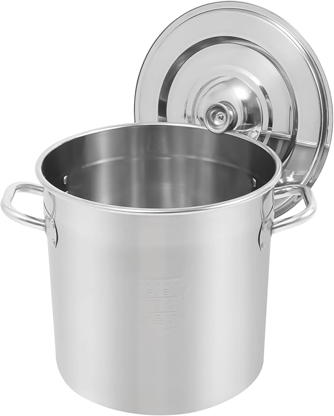 Stainless Steel Stock Pot w/Lid, Commercial Soup Cookware for Home/Restaurant/Hotels, for Stew/Simmering/Soup, Universal Stove Compatible (21L/22.2Qt.)