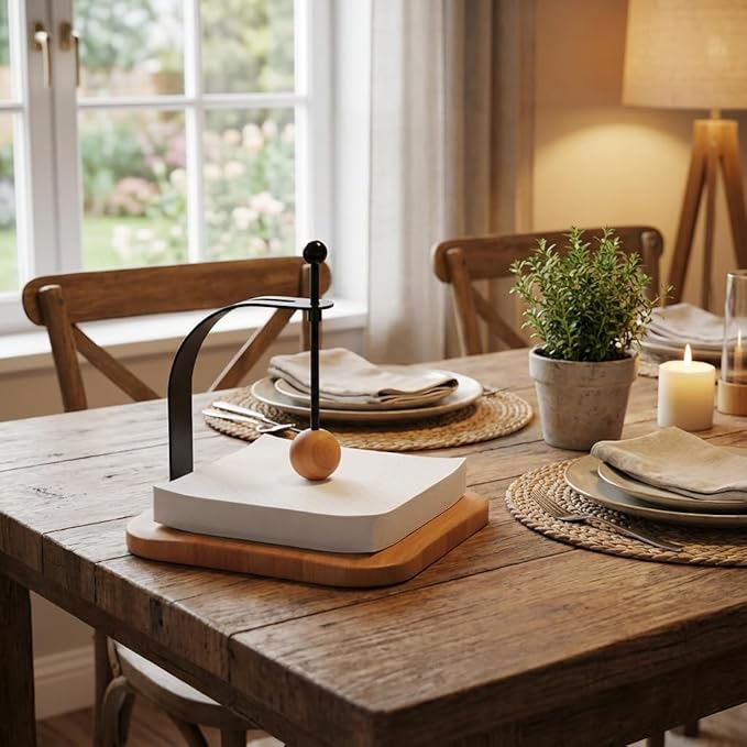 Napkin Holder for Table, Wood Napkin Holders for Paper Napkins, Cocktail Napkin Holder, Suitable for Kitchen, Restaurant, Bar, Office, Parties, Home Décor, Hotel, Cafe (Beech Wood)