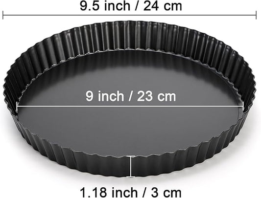 Tosnail 2 Pack 9 Inch Non-Stick Quiche Pan Tart Pan with Removable Loose Bottom