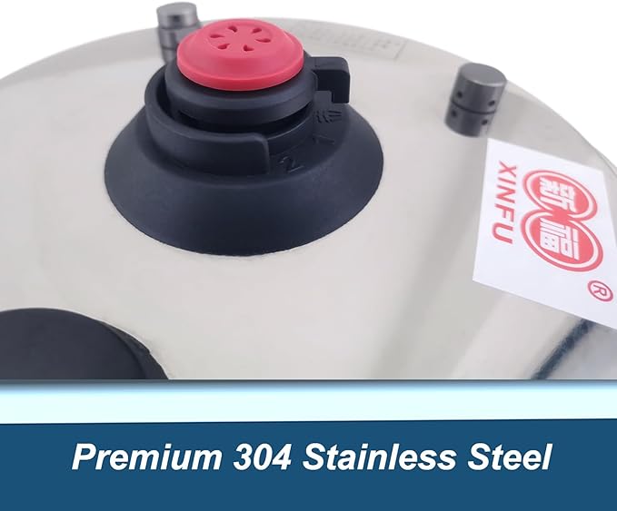 XINFU Heavy Duty 304 Stainless Steel Pressure Cooker 10.6 Quart for Big Family, Standard & Fast Mode, Multi-Safety, Even-Heat Patented Base, Compatible with Gas, Electric, Ceramic and Induction Stoves