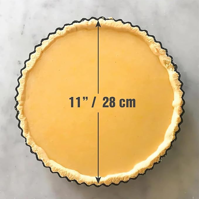 MGE - Dish Pie Pan - Deep Quiche Lorraine Pie Pan - Tart Pans with Removable Bottoms - Tarte Tatin Mould - Detachable Apple Cake Mould - Quiche Baking Dish (11 inch)