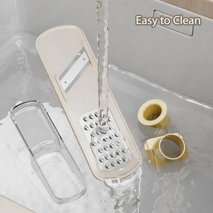 2-Pack 3 in 1 mini Ginger Garlic Grinder Super Thin, Multifunctional Mandoline slicer Grater with Hand Guard, Easy Grip Handheld Kitchen Tool, for Camping Cooking and Picnic (2pcs-white)