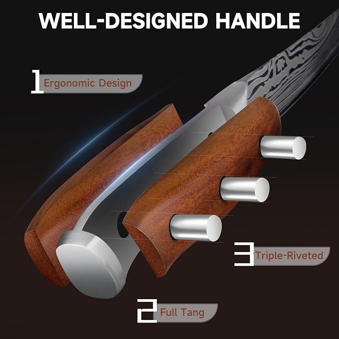 Steak Knives Set of 4-4.5 Inch Damascus Pattern Ultra-Sharp High Carbon Stainless Steel Blade Fruit Knife, Professional Paring Knives Sets, Christmas Gifts with Gift Box