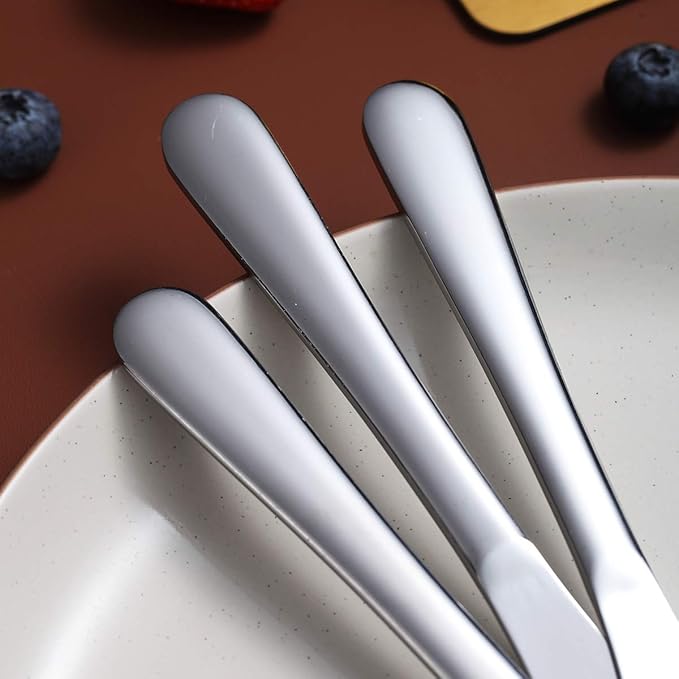 Berglander Dinner Knives Set Of 12, Stainless Steel Shiny Mirror Dinner Knife, Butter Knife Spreader Table Knives Sturdy And Dishwasher Safe