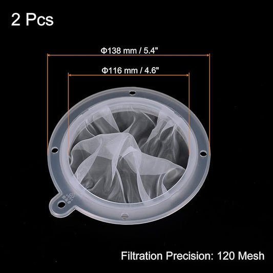 PATIKIL 5.4" O.D. Food Filter Strainer, 2 Pack 120 Mesh Kitchen Mesh Filters Strainers Fine Mesh Sieve for Juice, Coffee, Soy Milk Filtration, White