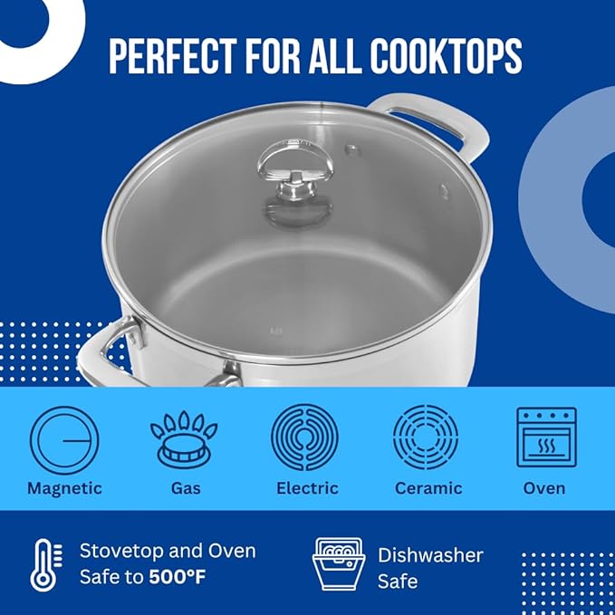 Chantal Induction 21 Steel Soup Pot with Glass Tempered Lid (2-Quart)