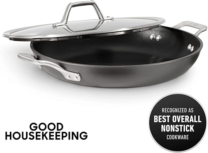 Calphalon 1948256 Signature Hard Anodized Nonstick Covered Everyday Chef Pan, 12", Black