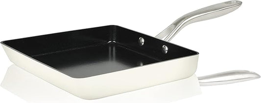 ValenCera TeChef Collection | Ceramic Nonstick Egg Frying Pan, Nontoxic - Nontoxic - Free of PFAS, PFOA, PTFE, Made in Korea (Square Pan)