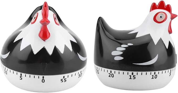 Chicken Pattern Timer, Kitchen Timer Reminder Cooking Countdown Timer for Cooking Baking Timer (Black)