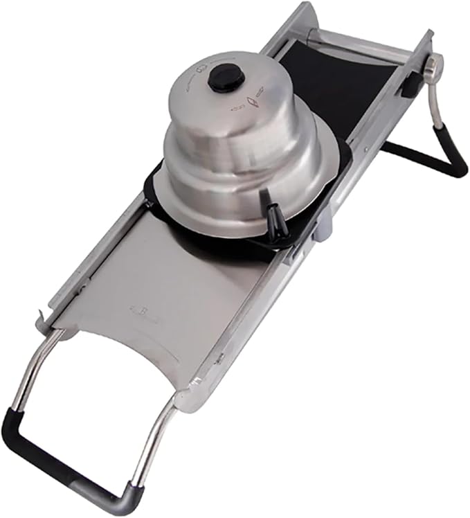 de Buyer LA MANDOLINE REVOLUTION MASTER - Removable, Double-Sided Stainless Steel Blade - Ideal for Cutting, Shredding, Dicing & Cubing - Includes 6 Julienne Blades & Extra Pusher - Made in France