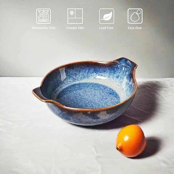 LIUYWYHCF Ceramics Au Gratin baking Dishes Set of 2, Baking Tray Bake ware, 34 oz Ramekins, for Pie Pan, Appetizer, Tart, Dessert, Quiche, Oven Small dish, individual dishes, Deep Round 9.6 Inch