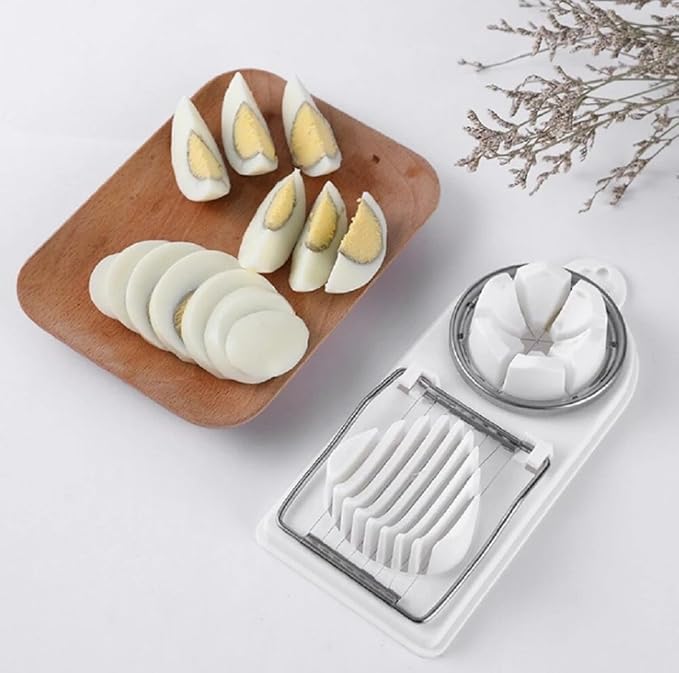 Egg Slicer For Hard Boiled Eggs - Egg Cutter | Strawberry Slicer | Heavy Duty Stainless Steel Egg Cutter | 2-in-1 Multipurpose Kitchen Accessories For Mushroom, Egg, Strawberry, Kiwi, Banana, Cheese