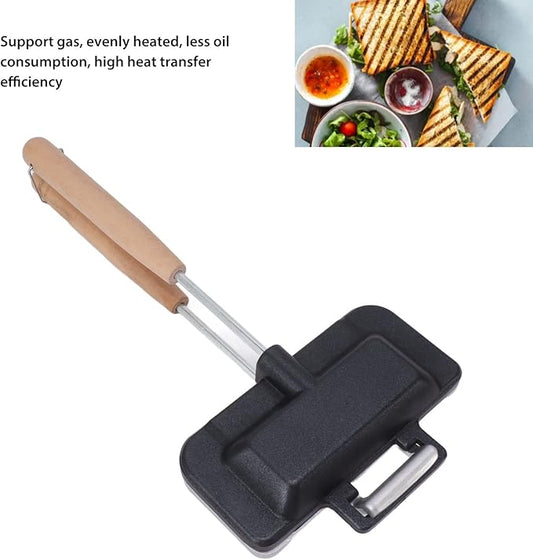 Topyond Double Sided Sandwichs Panini Maker Pan,Ridge Monkey Cooking Pans,Camping Toaster,Stovetop Griddle, for Baking and Crimp Sealing