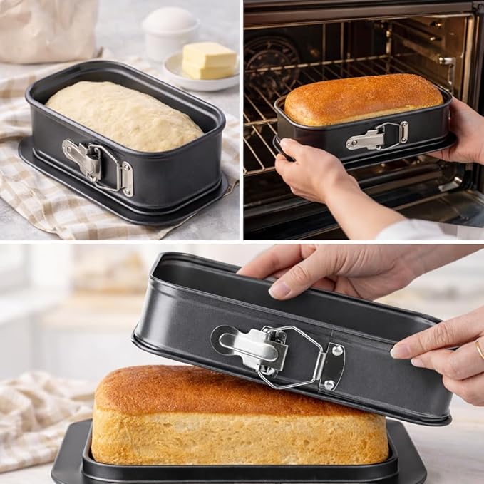 CIVJET Carbon Steel Loaf Pan with Nonstick Coating, Springform Bread Baking Mold for Homemade Bread, Cakes & Desserts, Easy Release, Rust-Resistant & Durable for Home or Commercial Baking