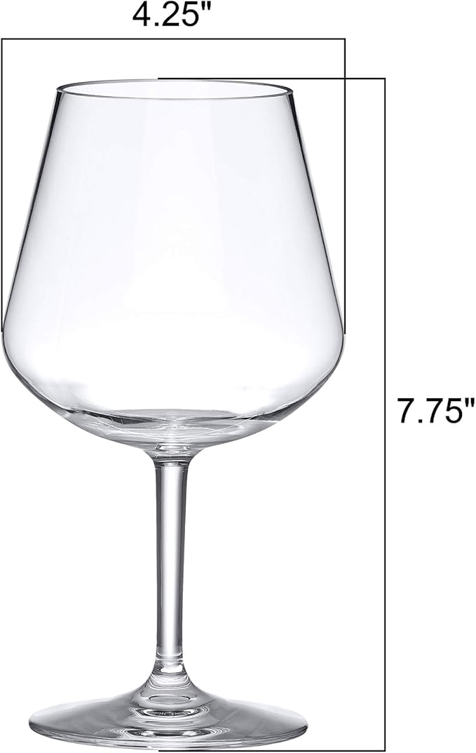 Amazing Abby - Sienna - 20-Ounce Unbreakable Tritan Wine Glasses (Set of 6), Plastic Red Wine Glasses, Reusable, BPA-Free, Dishwasher-Safe, Perfect for Poolside, Outdoors, Camping, Picnic, and More