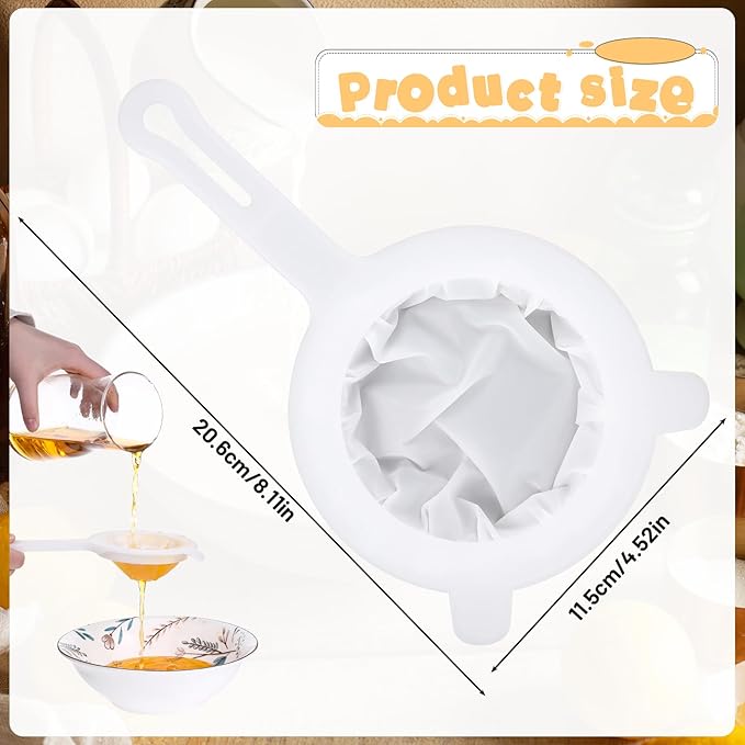 Ultra Fine Mesh Strainer, 400 Mesh Nylon Mesh Strainer Plastic Strainers for Kitchen Seives Fine Mesh Colander with Handle for Coffee Yogurt Juice Soy Milk Honey Liquids Tea Leaf Filter