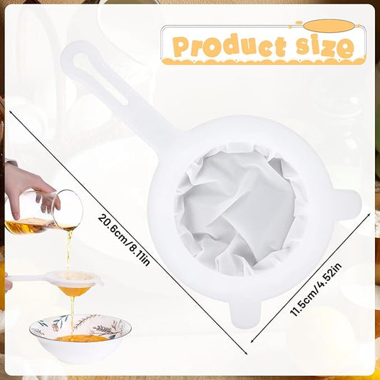 Ultra Fine Mesh Strainer, 400 Mesh Nylon Mesh Strainer Plastic Strainers for Kitchen Seives Fine Mesh Colander with Handle for Coffee Yogurt Juice Soy Milk Honey Liquids Tea Leaf Filter