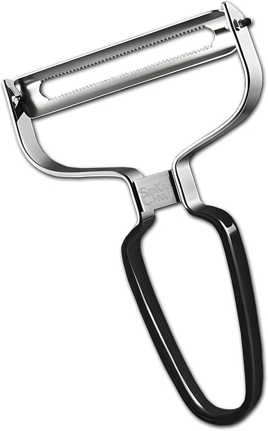 Larger Wide Mouth Kitchen Vegetable Peelers Cabbage Peeler (Serrated Y- Peeler)(Black)
