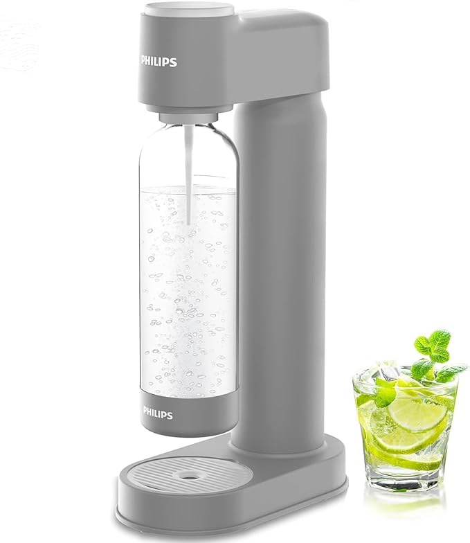 Philips Sparkling Water Maker ADD4901GROQ/37, Plastic Soda Streaming Machine with Quick Twist Bottle, 1L BPA free PET Carbonating Bottle, Soda Maker Compatible with 60L CO2 Carbonator (NOT Included)
