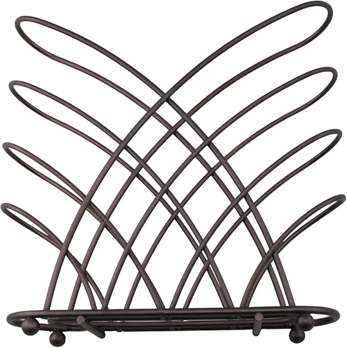 Criss Cross Metal Napkin Holder – Upright Tabletop Dispenser, Oil-Rubbed Bronze Finish, Modern Self-Standing Design with Raised Feet – Holds Paper Napkins for Kitchen, Dining, Bar