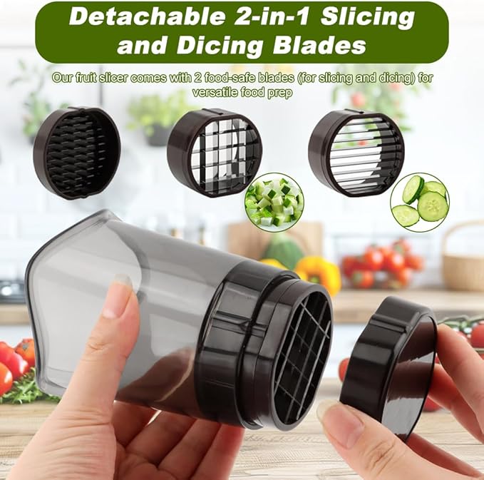 Fruit Slicer Cup, Strawberry Slicer with Stainless Blades, Detachable Fruit Slicers with Push Plate, Strawberry Cutter for Banana, Cucumber, Grape, Egg, Kitchen Gadgets