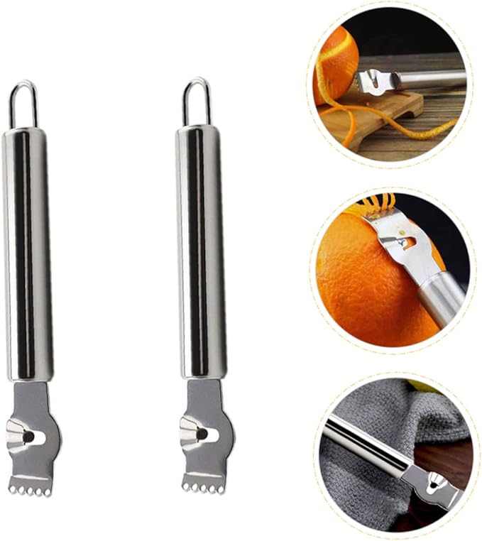 2pcs Lemon Zester Peeler Stainless Steel Citrus Peeler for Baking Cooking Camping