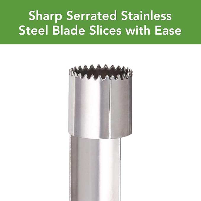 Tovolo Apple Corer Fruit Coring and Seed Removal Tool for Cooking Baking Meal Prep, Handheld Apple Seed Remover and Pear Corer Tools With Sharp Serrated Coring Blade Separates Fruits & Veggies Seed