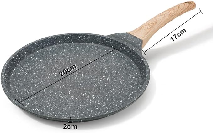 Bobikuke 8 inch Crepe Pan, Nonstick Pan for Crepes Omelette Tortillas Crispy Pancake, Dosa Tawa Tortilla Pan, Griddle Pancake Pan for Roti Indian - Black