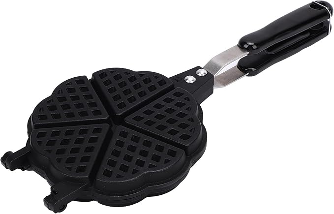 Stove Top Waffle Maker, Aluminum Alloy Non Stick Waffle Pan Breakfast Pan with Plastic Handle for Family Breakfast