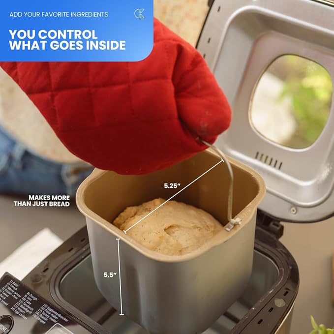 Automatic Bread Maker with Multiple Settings | Compact Bread Machine with Viewing Window and Adjustable Crust Control | Easy Home Bread Maker by Collier Kitchen