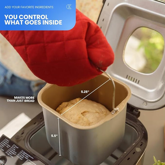 Automatic Bread Maker with Multiple Settings | Compact Bread Machine with Viewing Window and Adjustable Crust Control | Easy Home Bread Maker by Collier Kitchen