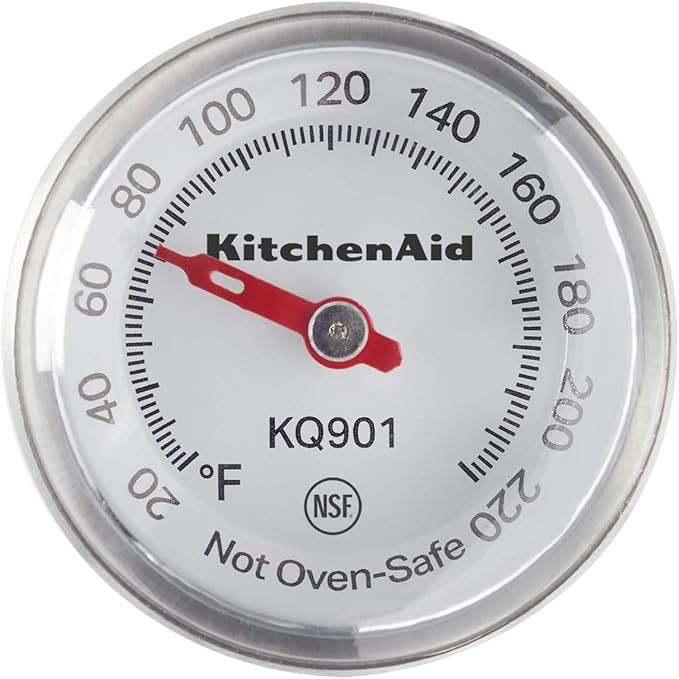 KitchenAid KQ901 Instant Read Food Thermometer for Kitchen or Grill, Temperature Range: 20F to 220F, 1 inch dial, Black
